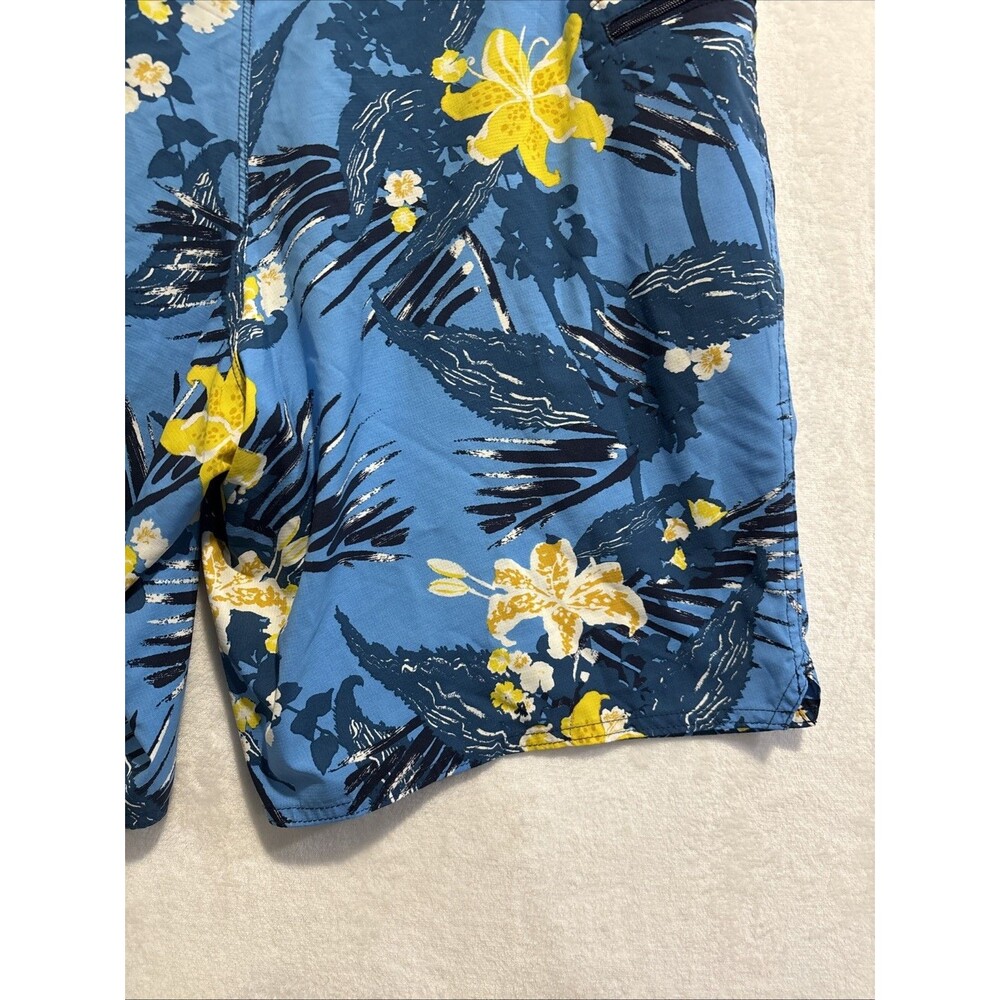 Patagonia Men's 36 Blue Yellow Stretch Planing Board Shorts Tropical Floral Swim - Picture 11 of 15